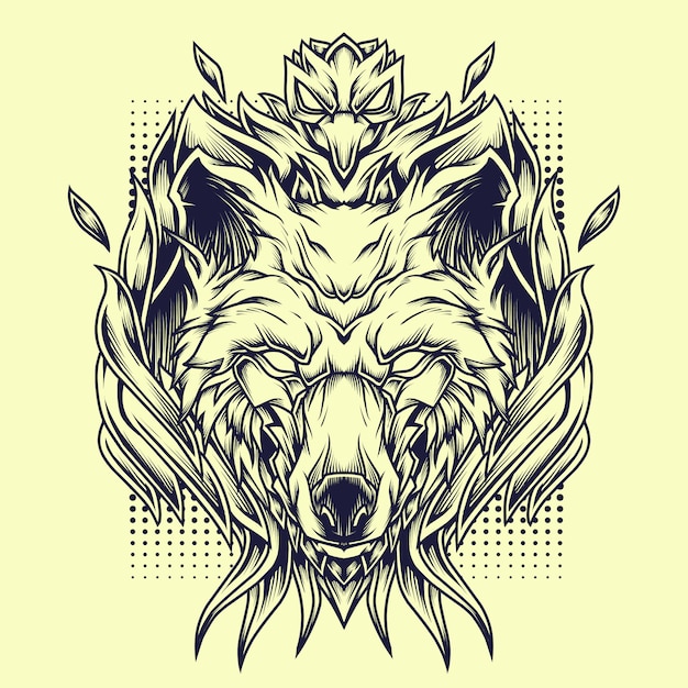 Phoenix wolves line art illustratie