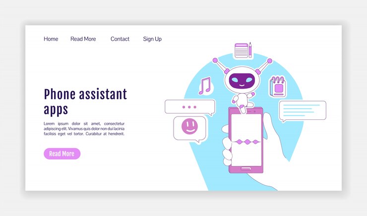 Vector phone assistant apps landing page