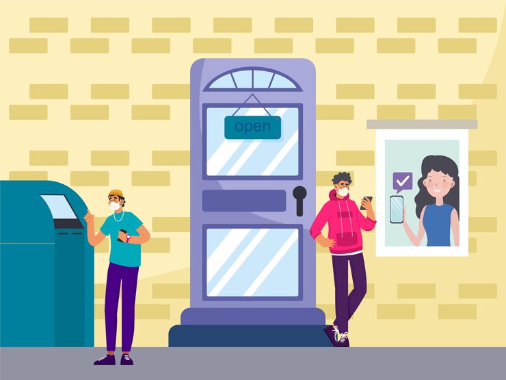 Vector phone booth concept illustration stylish and beautiful