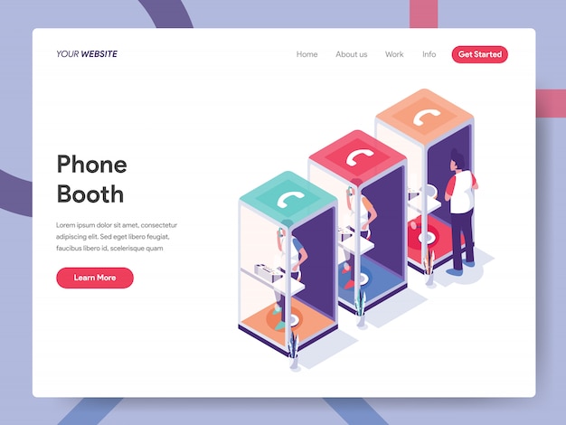 Vector phone booth landing page