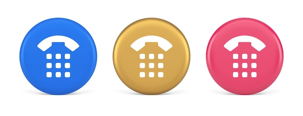 Vector phone call button application handset mobile contact communication 3d realistic icon