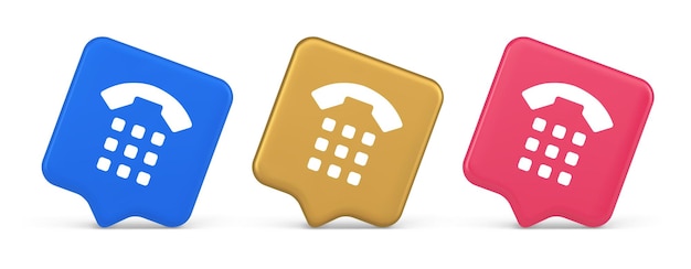 Phone call button application handset mobile contact communication 3d realistic icon