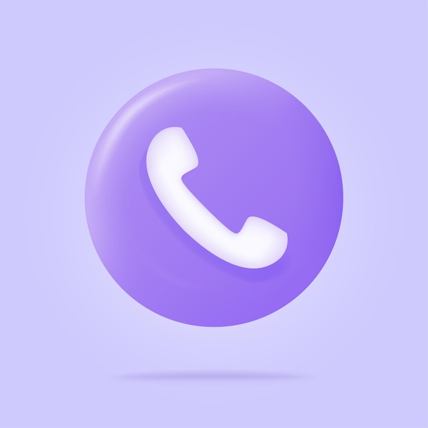 Phone call icon in trendy 3d style on blue button. white telephone symbol. vector illustration isolated on purple or violet background