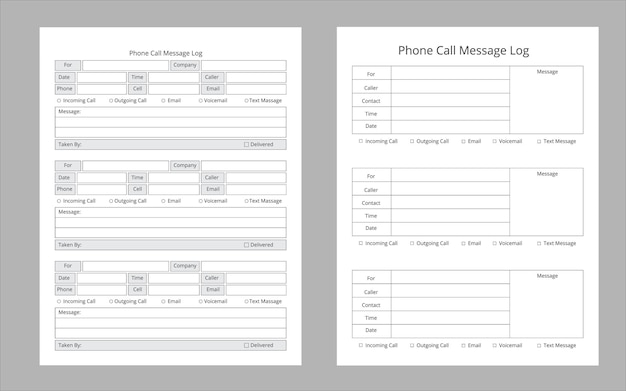 Phone call message log planner