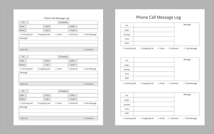 Vector phone call message log planner