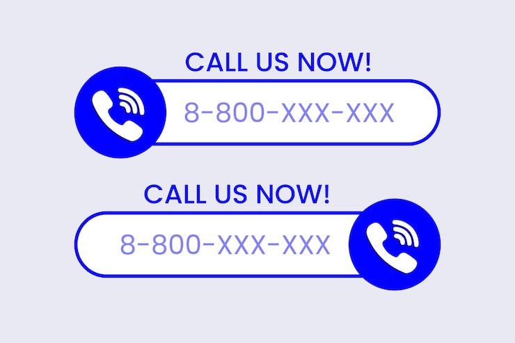 Vector phone call us now template blue mobile call with subscriber number vector