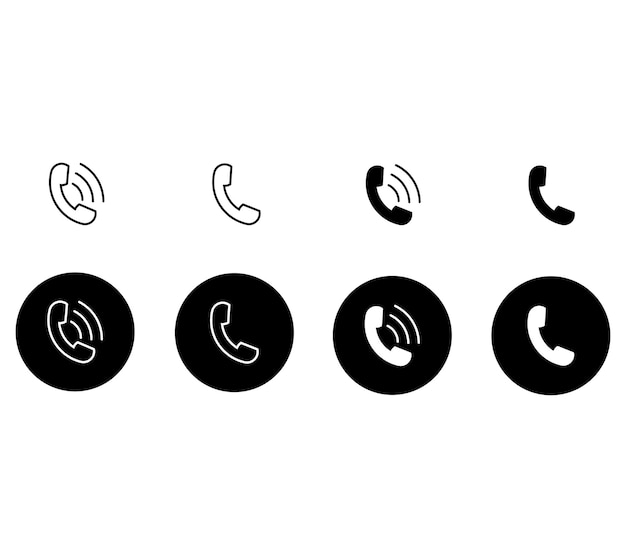 Phone calling line icon with flat icon isolate in white background