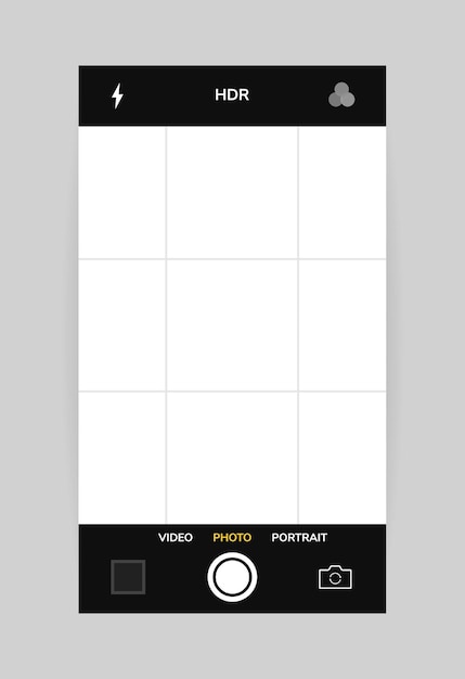 Phone camera interface vertical view mobile app application photo shooting vector illustration graphic design