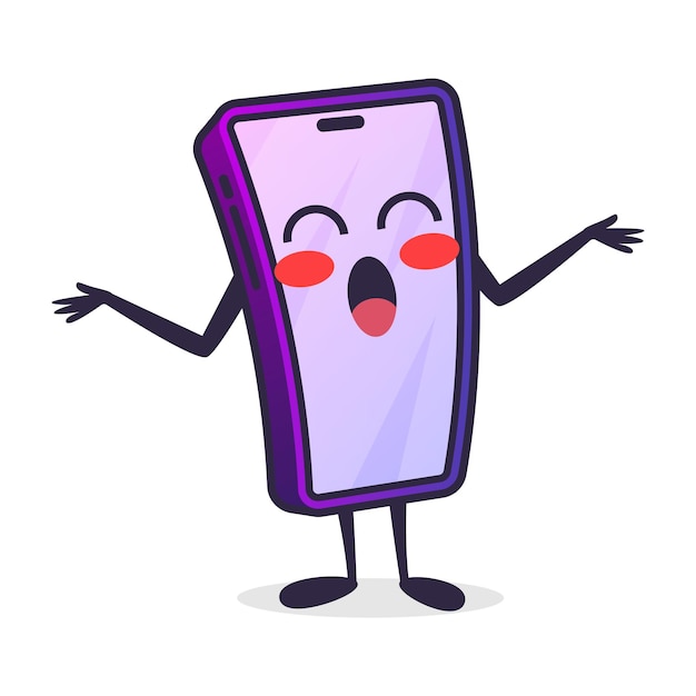 Vector phone cartoon character shy emotion
