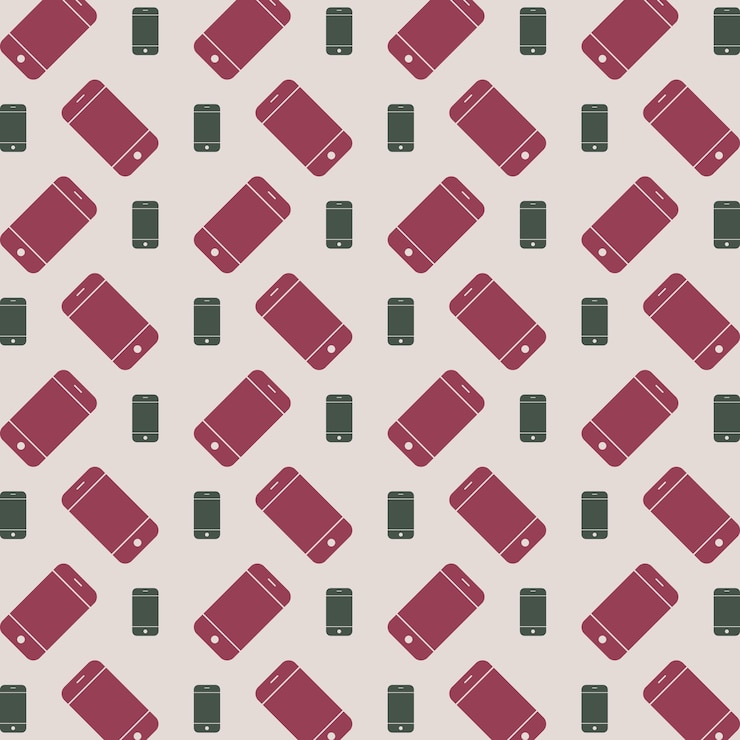 Vector phone cell vector illustration repeating trendy cute pattern colorful paper print