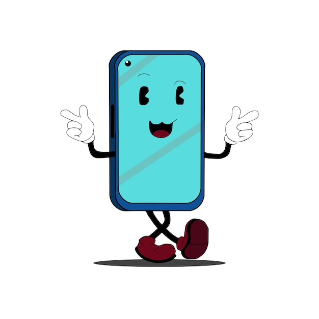 Vector phone character mascot vintage style