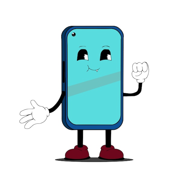 Vector phone character mascot vintage style