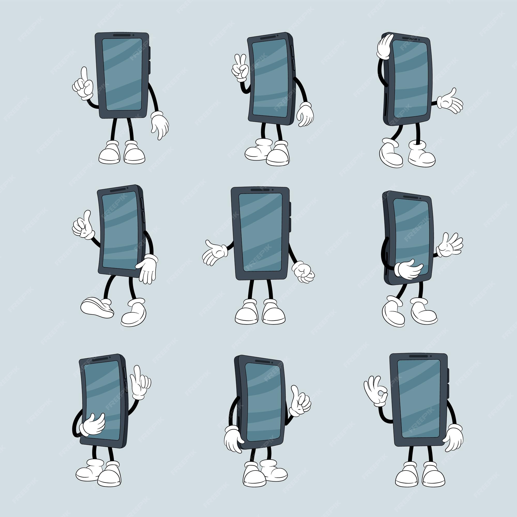 Cartoon Mobile Phone Character T Pose Stock Illustrations – 27