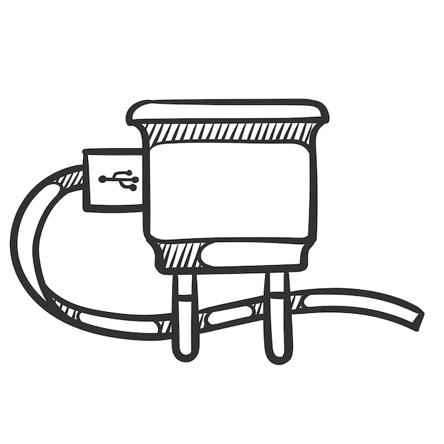 Vector phone charger icon hand drawn doodle illustration