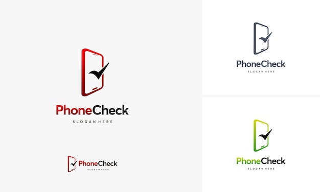 Phone Check logo designs concept vector, Safe Phone logo template, Logo symbol icon