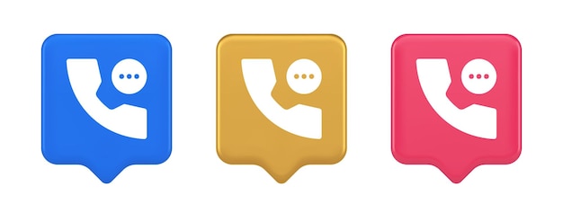 Phone consulting live chat emergency help assistance button web app design 3d realistic icon