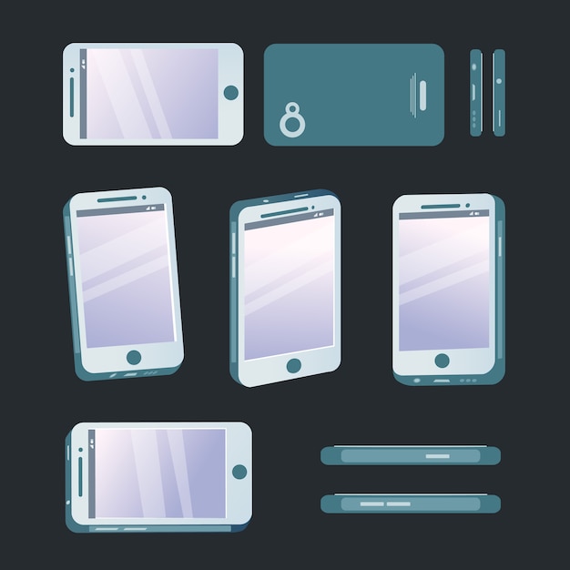 Vector phone at different angles