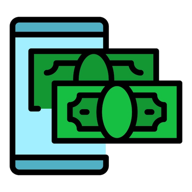 Vector phone dollar money transfer icon outline phone dollar money transfer vector icon color flat isolated