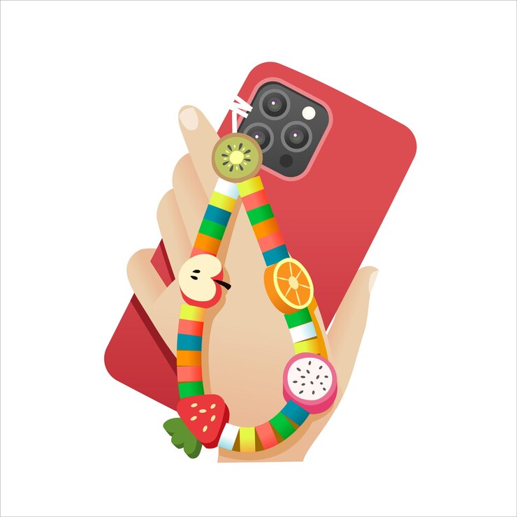 縁起物を持った携帯電話