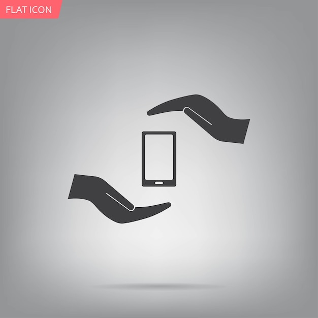 Phone in hands vector illustration on a gray background Eps 10