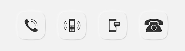 Икона телефона Символ смартфона Иконы сотовой связи Звонок и сообщение Знак современные и старые символы Вектор изолированный знак