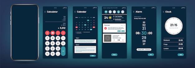 Phone interface. modern mobile application template.