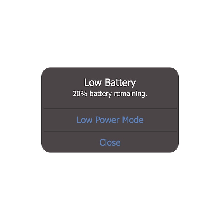 Vector phone low battery notification reminder