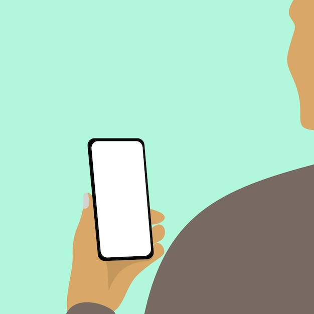 Vettore telefono in mano di un uomo isolato su uno sfondo chiaro illustrazione vettoriale