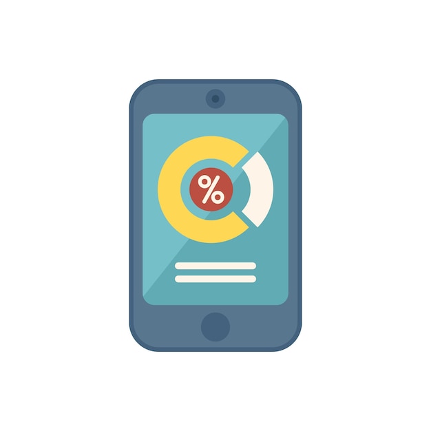 Phone market segmentation icon flat vector Segment target Customer chart isolated