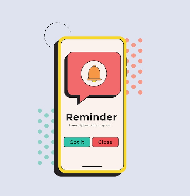 Vector phone notification in retro style alert message mobile notification hand holding smartphone with exclamation sign virus notification on phone screen vector concept