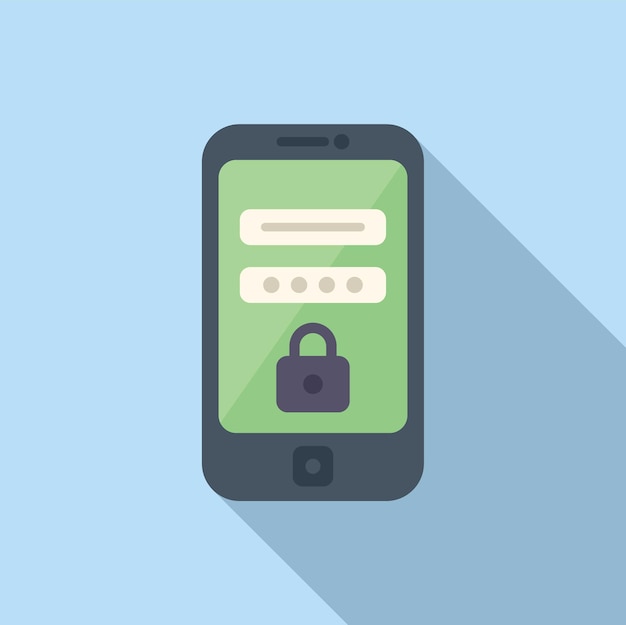 Phone password icon flat vector Privacy policy