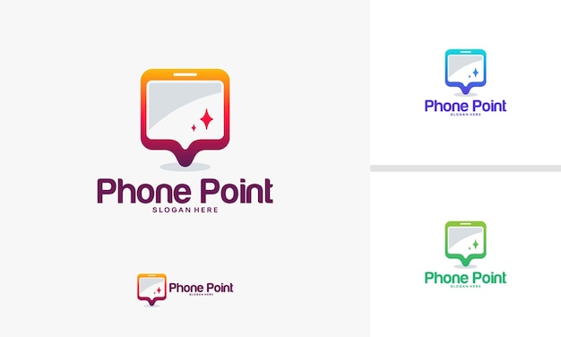 Phone point logo designs vector, mobile place logo template vector