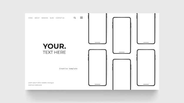 Phone presentation landing page template with realistic phones