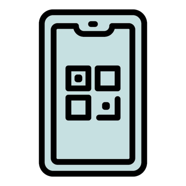 Вектор контура значка qr-кода телефона. Цифровой сканер. Ручной штрих-код.