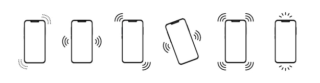 Вектор Настройка значка звонка или вибрации телефона входящий звонок или тревога смартфона вектор eps10