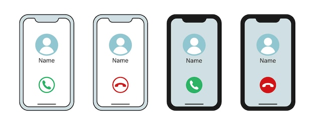 Phone screen incoming call and decline vector illustration