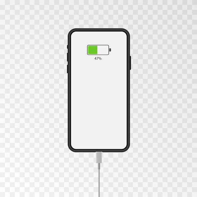 Vector phone screen mockup connecting the charger to the phone charging chromakey 4k video