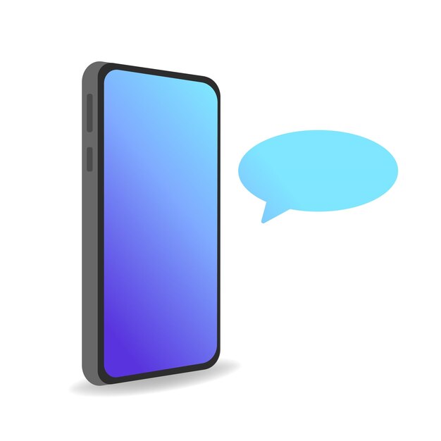 Phone screen mockup Flat blue message bubble phone screen template speech bubble Vector illustration