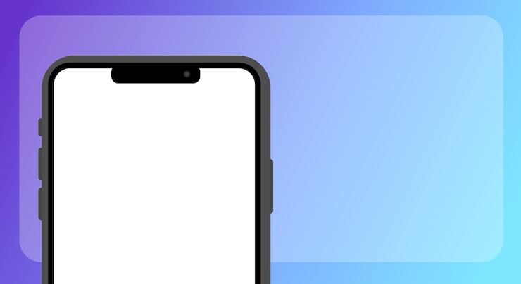 Vector phone screen mockup flat purple blank phone screen template place for text phone screen vector illustration