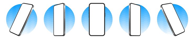 Vector phone screen smartphone display device front view 3d mobile phone blue round frames