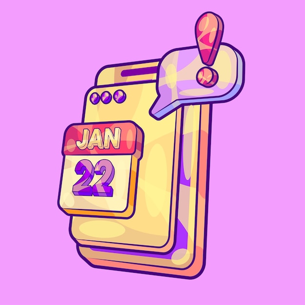 Phone Screen with Reminder Calendar Concept Vector