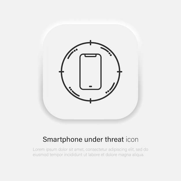 Знак телефона Смартфон на значке цели Мобильное устройство под символом угрозы Вектор EPS 10