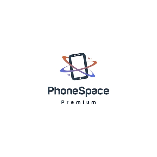 Vector phone space logo concept phone saturn logo icon template