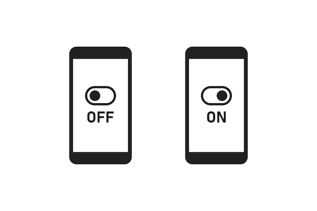 Символ телефона Включение и выключение значка переключателя Иллюстрация кнопки переключения смартфона в векторной плоской