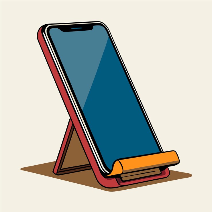 Vector a phone that is on a stand with a screen that says quot iphone quot