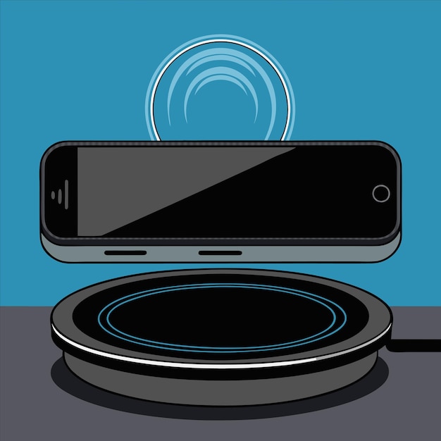 a phone that is on a table with a blue background