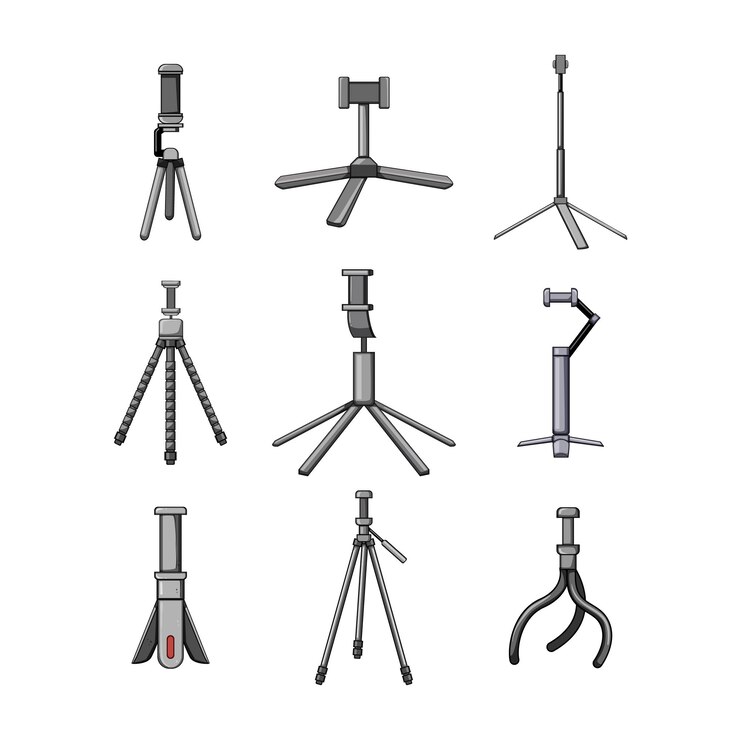 Vector phone tripod set cartoon vector illustration