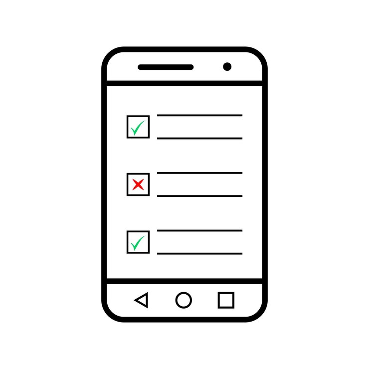 Vector phone with a checklist