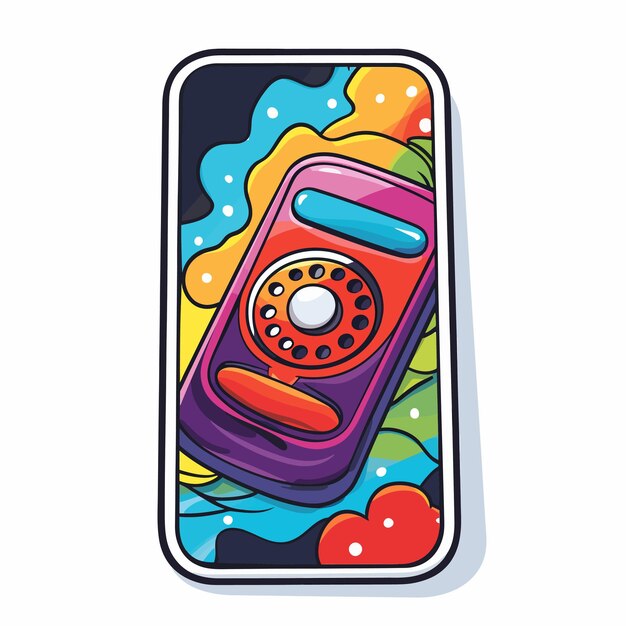 Vector phone with a colorful background with bubbles