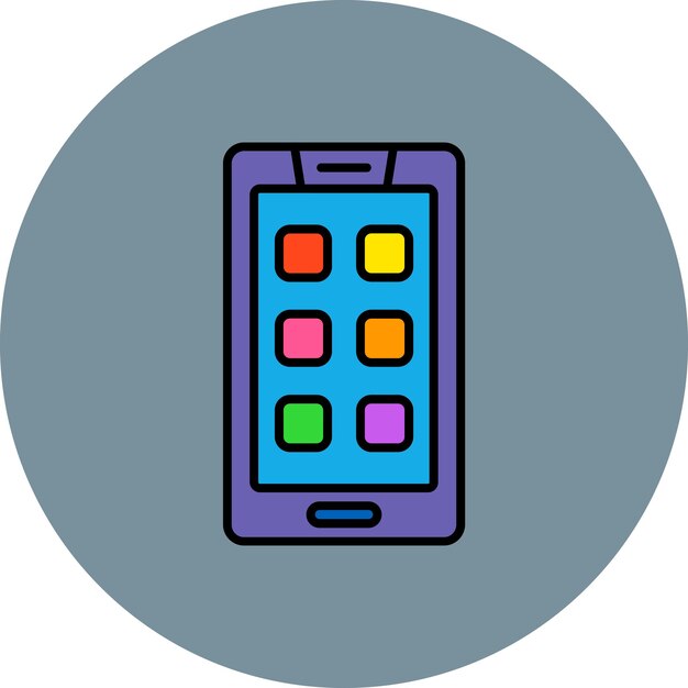 a phone with a colorful square on it with a blue background